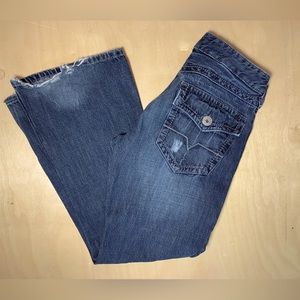 GUESS Jeans Rancho Mens Loose Straight Distressed Flap Pockets W33xL30